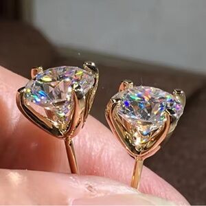 Gold Diamond Stud Earrings 2ct total